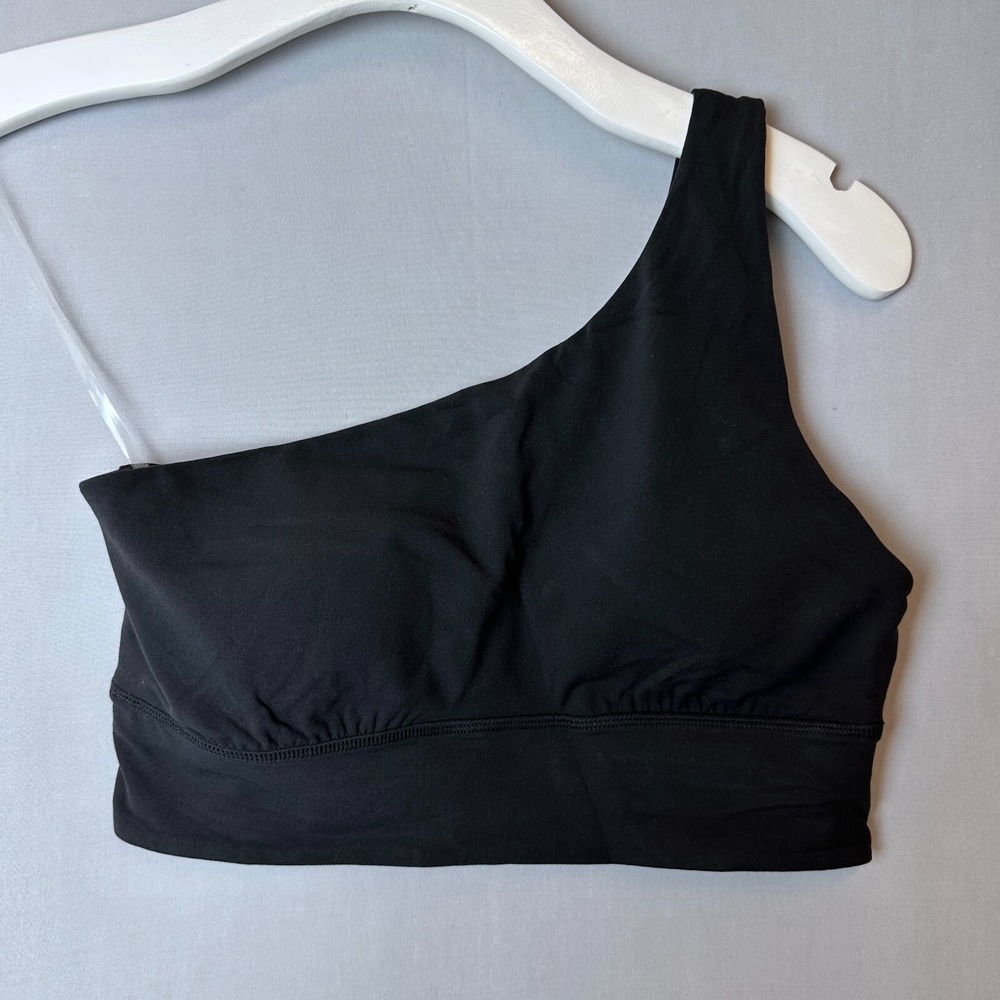 Lululemon Sports Bra Womens 6 Black Align Asymmetrical Light Support Yoga Soft